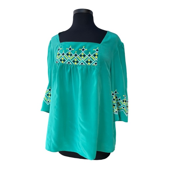 Bob Mackie Tops Bob Mackie Wearable Art Womens Silk Blouse Large